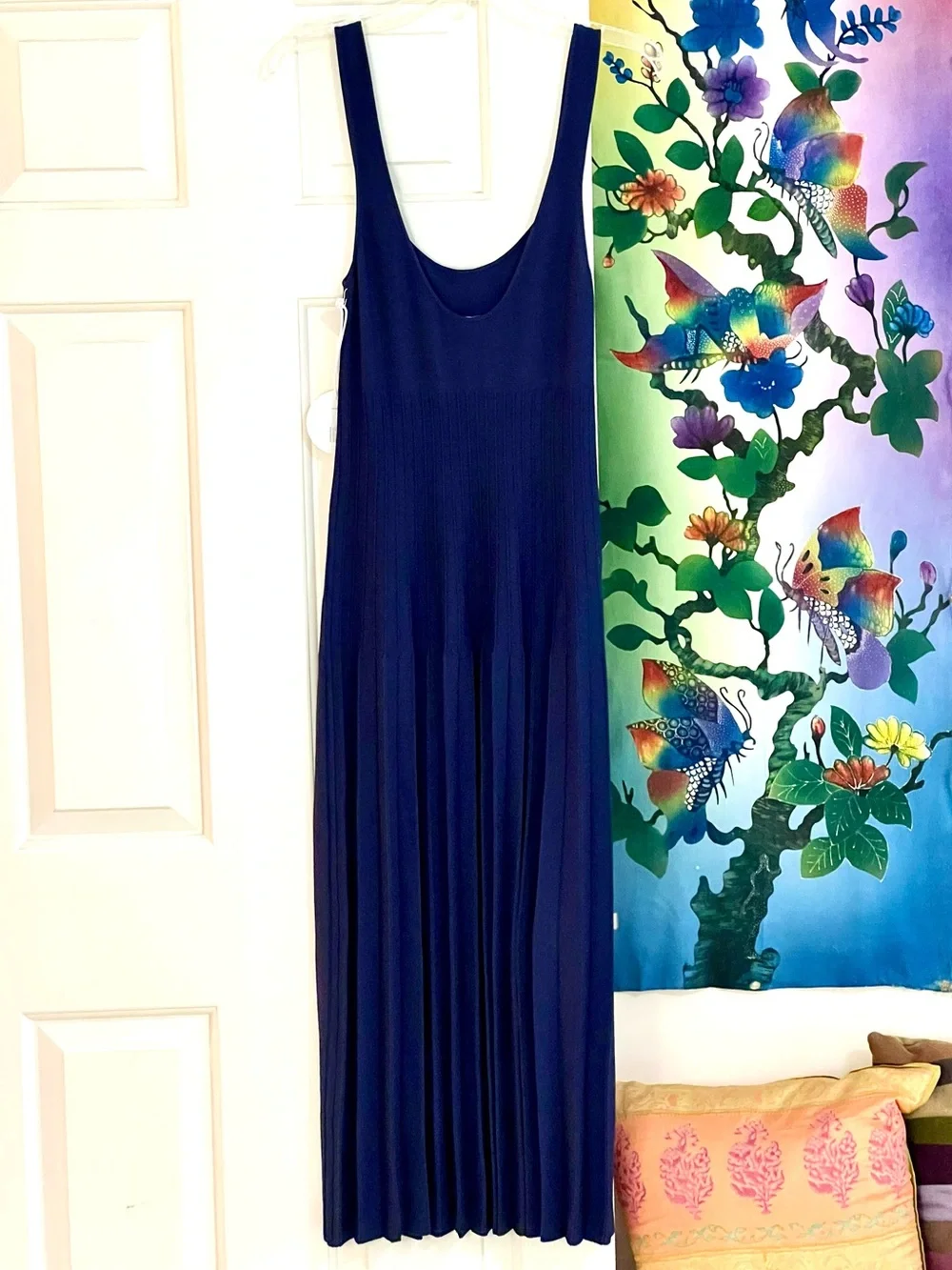 NWT Staud Ellison Pleated Dress Navy - Picture 14 of 16